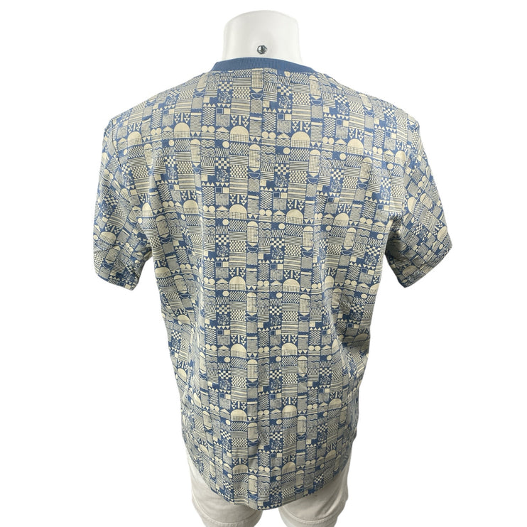 Intune Men's Blue Abstract Geometric Short Sleeve Crew Neck T Shirt Tee Top Sz M