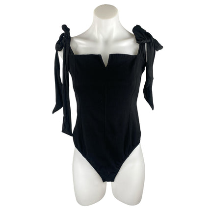 NEW Free People Intimately Lola Black Tie Shoulder Sleeveless Bodysuit Top Sz L