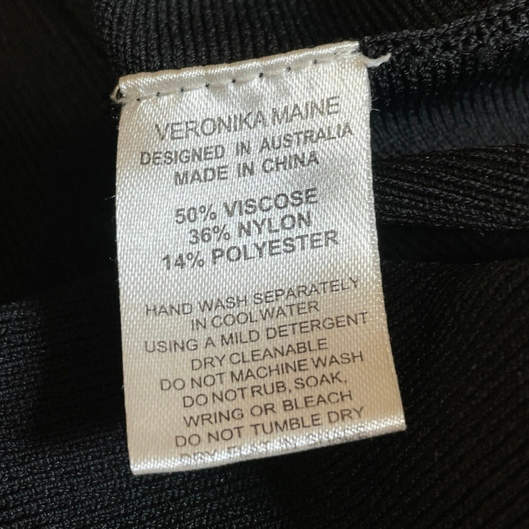 Veronika Maine Black Mesh Sheer Mock Neck Sleeveless Knit Blouse Top Size S