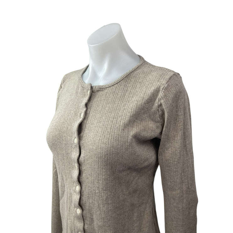 Brandy Melville Beige Crew Neck Long Sleeve Button Down Cardigan Sweater Top M/L