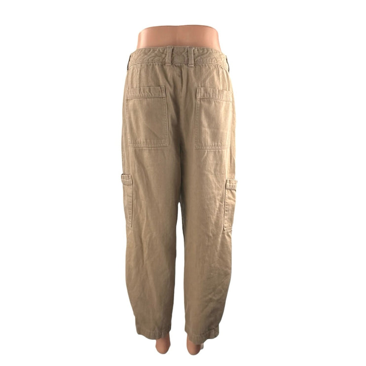 Banana Republic Womens Brown High Rise Barrel Wide Leg Cargo Denim Jeans Pants 4