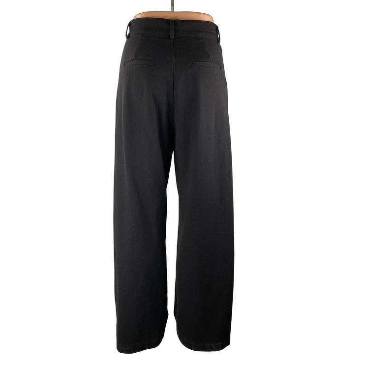 Rebelflow Women's Black High Rise Pleated Wide Leg Baggy Trousers Pants Size S