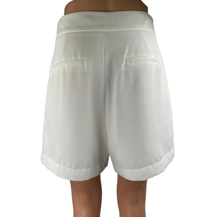 Bishop + Young Women's White High Waisted Pleated Wide Leg Casual Shorts Size M