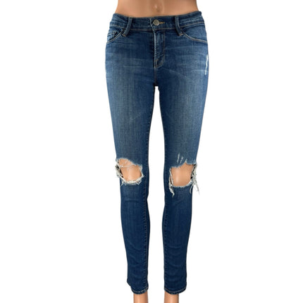 Frame Le Skinny De Jeanne Women's Blue Distressed Low Rise Denim Jeans Size 26