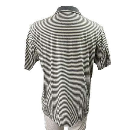 Greg Norman Men's Gray Striped Short Sleeve Golf Casual Polo Shirt Top Size M
