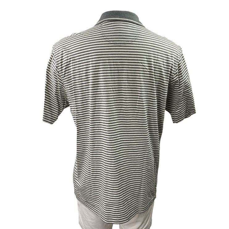 Greg Norman Men's Gray Striped Short Sleeve Golf Casual Polo Shirt Top Size M