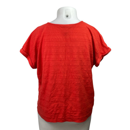 St. John Bay Womens Red Short Sleeves Textured Casual Tee T-shirt Top Size XL