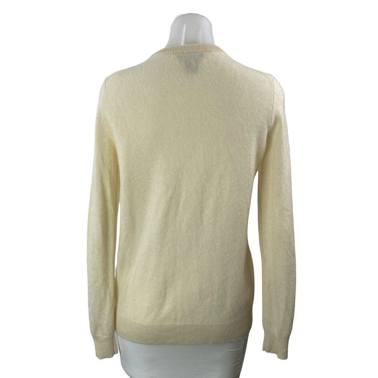 C By Bloomingdale Women's Yellow 100% Cashmere Crew Neck Sweater Top Size M
