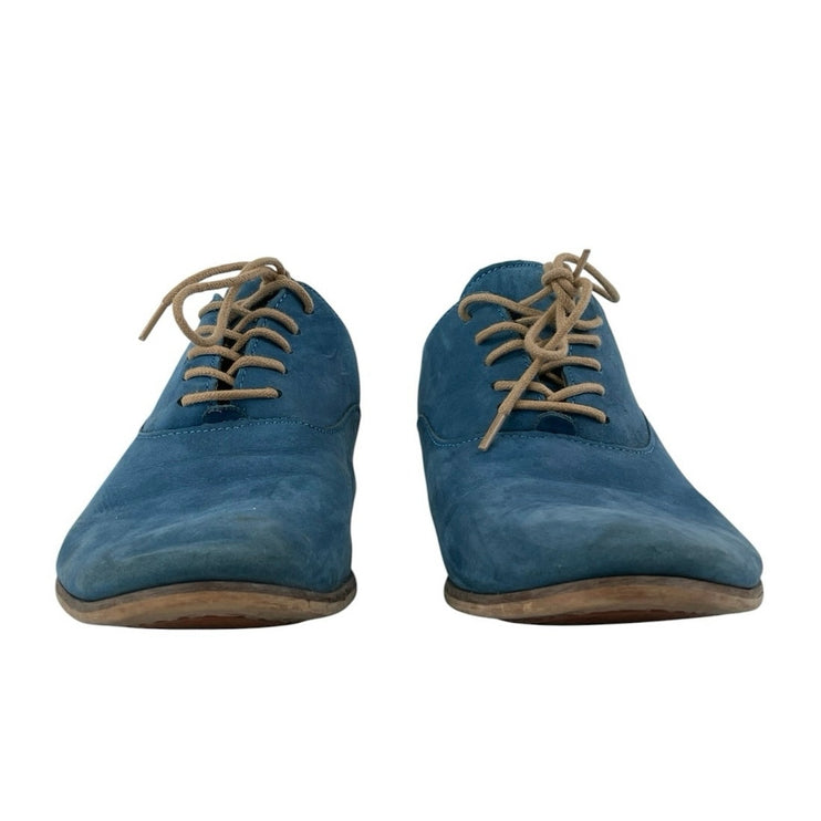 Aldo Men's Blue Suede Leather Flat Heel Lace Up Derby Oxford Shoes Size 10