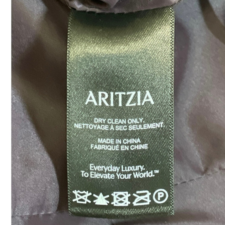 Aritzia Babaton Purple Strapless Tube Bandeau Button Up Peplum Blouse Top Size M