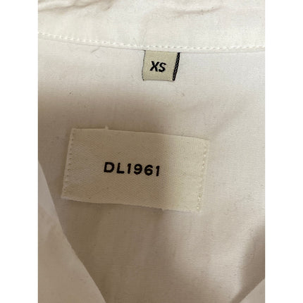 DL1961 White Collared Short Sleeve Button Up Crop Poplin Shirt Blouse Top Sz XS