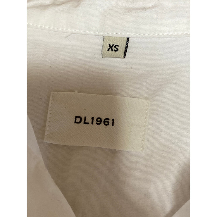DL1961 White Collared Short Sleeve Button Up Crop Poplin Shirt Blouse Top Sz XS