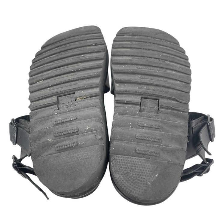 Dr. Martens Voss Hydro Black Leather Ankle Strap Platform Slingback Sandals 10