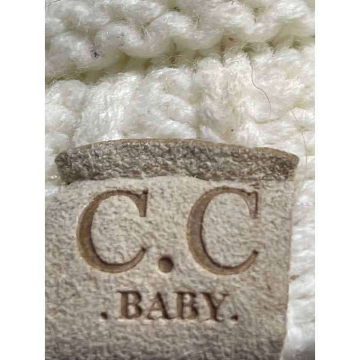 C.C Baby Girl Kids White Knit Bear Pom Pom Knit Winter Snow Beanie Hat OS