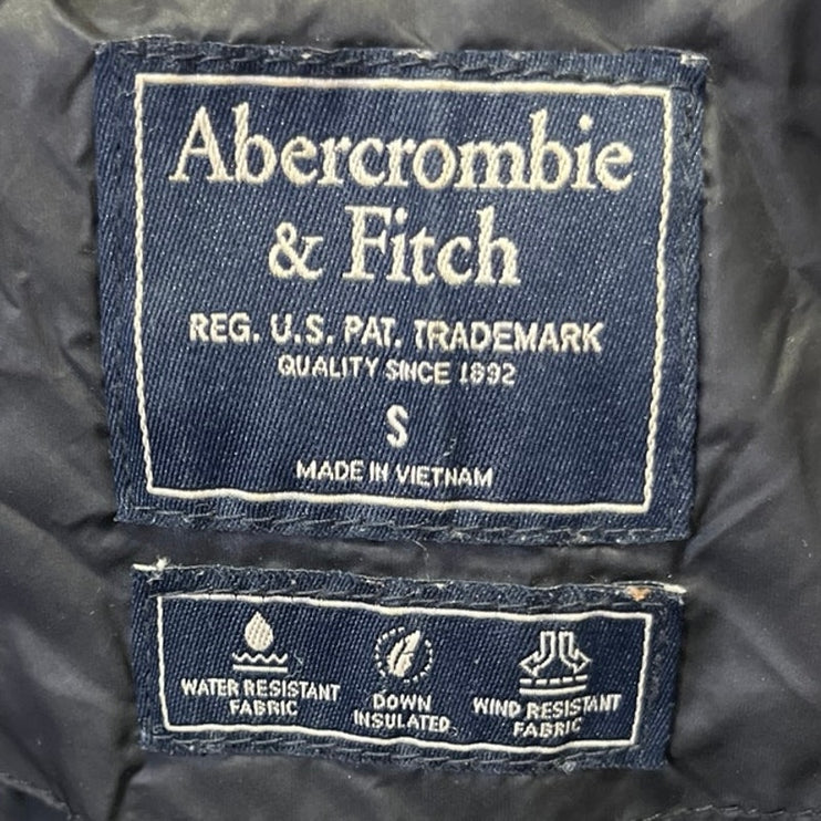 Abercrombie & Fitch Women's Black Fur Hooded Button Parka Puffer Coat Jacket S