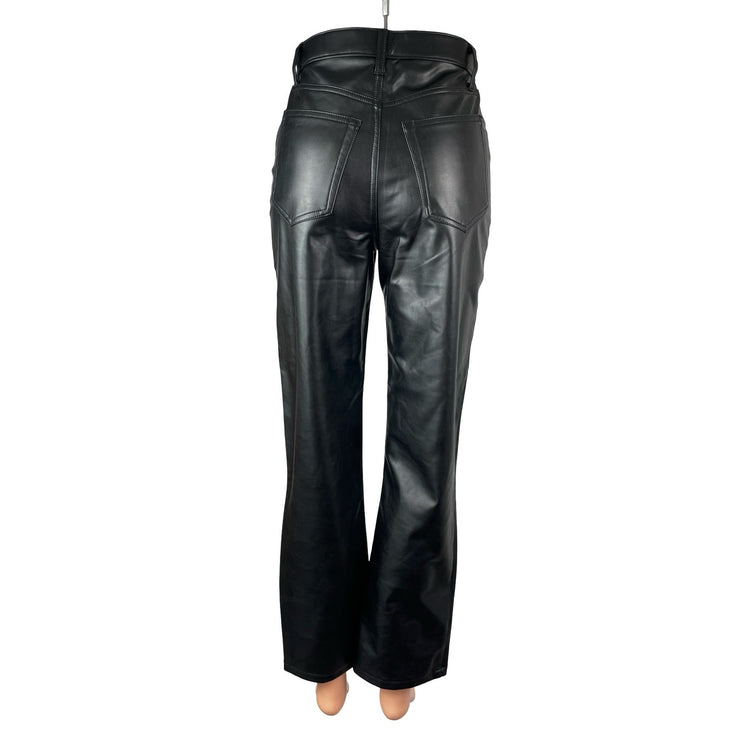 Abercrombie & Fitch 90s Straight Ultra High Rise Black Faux Leather Trousers 2