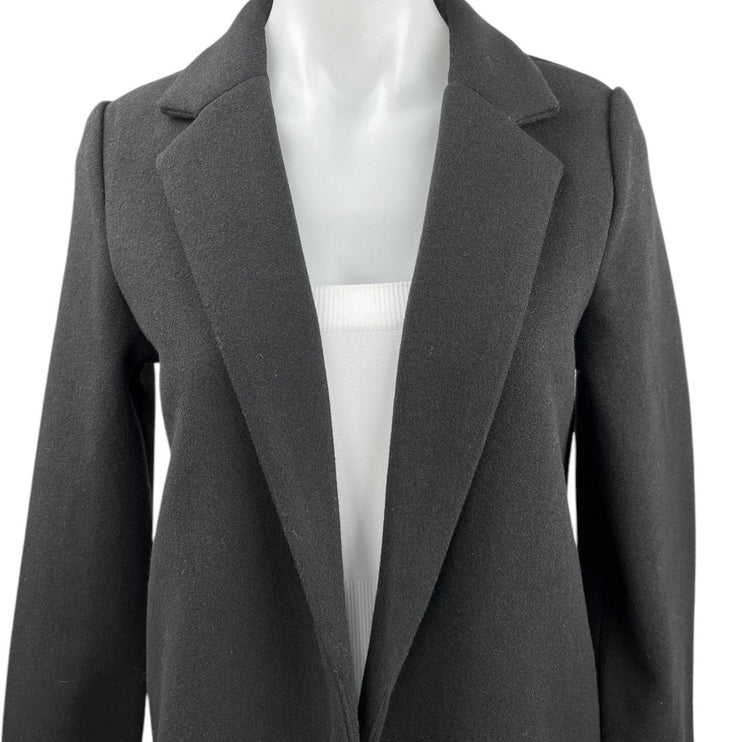 Zara Gray Open Front Longline Career Business Outdoor Over Coat Blazer Jacket S