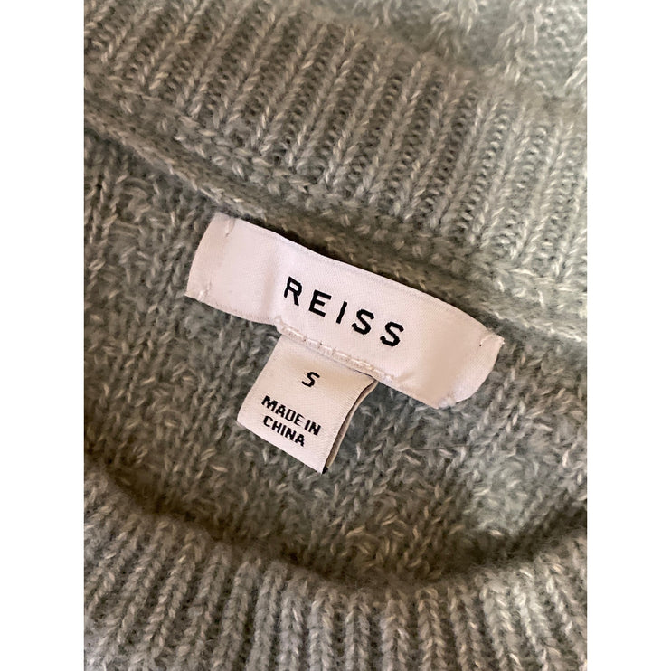 Reiss Men's Green Wool Ribbed Knit Long Sleeve Crew Neck Sweater Top Size S