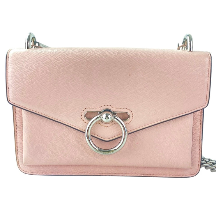 Rebecca Minkoff Jean Pink Silver Leather Chain Strap Ring Crossbody Bag Handbag