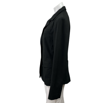 The Limited Womens Black Button Long Sleeve Pockets Blazer Coat Suit Jacket Sz 8