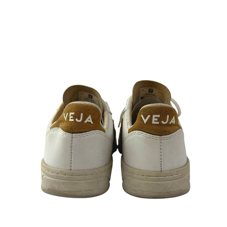 Veja V-10 Womens White Leather Lace Up Low Top Athletic Sneakers Shoes Size 8