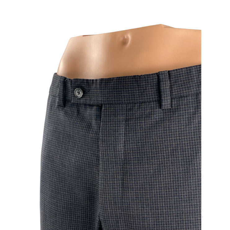 Jack Victor Men's Black Plaid Mid Rise Straight Leg Trousers Dress Pants Size L