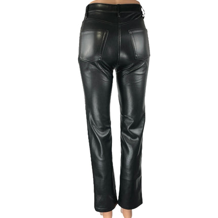 Aritzia Wilfred The Melina Black Faux Leather Vegan Straight Trouser Pants Sz 0