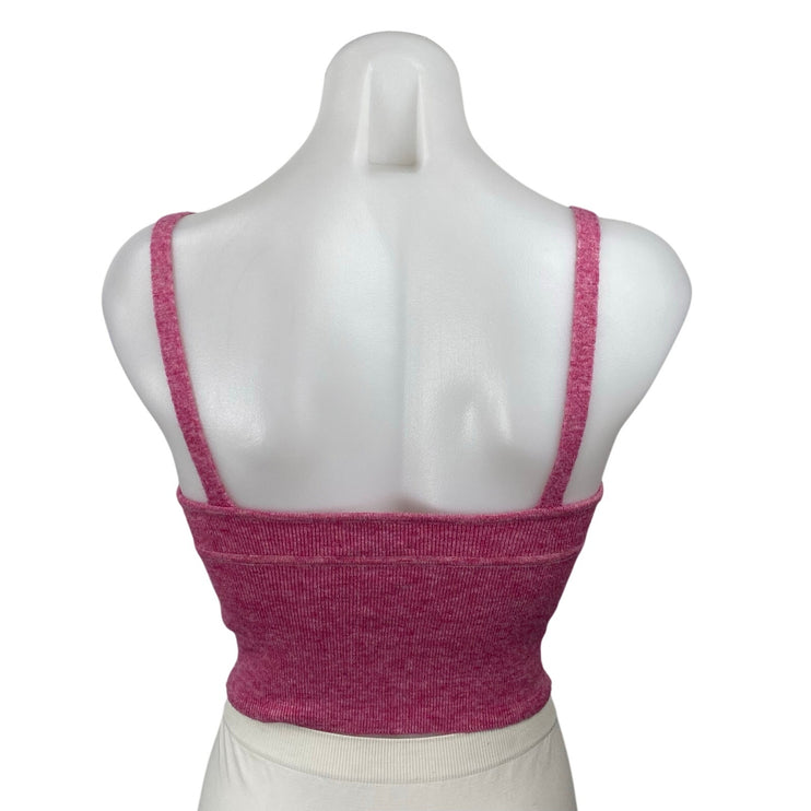 Aritzia Wilfred Pink Wool Cashmere Bustier Ribbed Knit Cami Tank Crop Top Sz XS