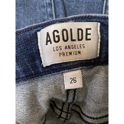 Agolde Sophie Women's Blue Mid Rise Distressed Slim Skinny Denim Jeans Size 26
