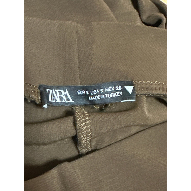 Zara Women's Brown High Waisted Stretch Yoga Flared Bootcut Leggings Pants Sz S