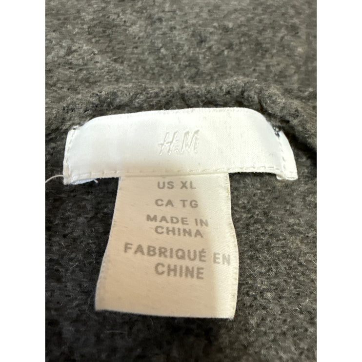 H&M Women's Gray V-neck Button Down Long Sleeve Knit Cardigan Sweater Top Sz XL