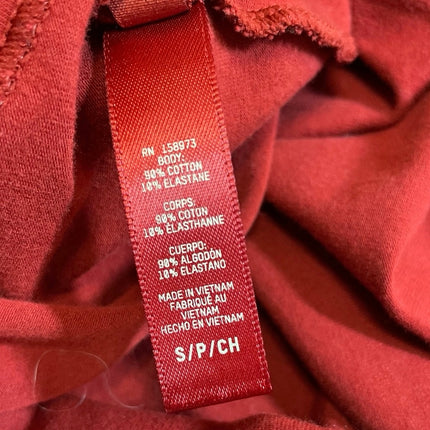 Skims Women's Red Mock Neck Long Sleeve Slim Jersey Tee T-Shirt Blouse Top Sz S