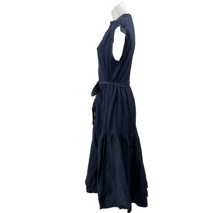 Seventy Venezia Black Short Sleeve Tie Waist Tiered A Line Midi Dress Size 4