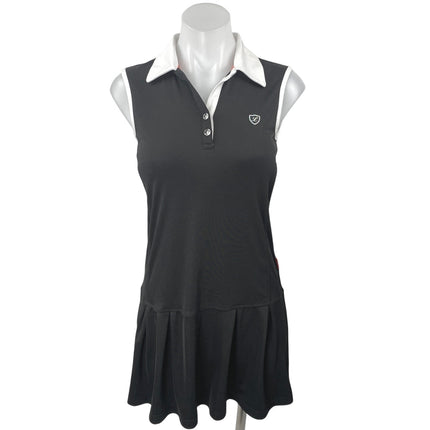 Limited Sports Black White Sleeveless Polo Tennis Gold Athletic Mini Dress Sz S