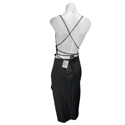 NEW NBD Women's Black Sleeveless Slit Cami Camisole Midi Bodycon Tank Dress XS