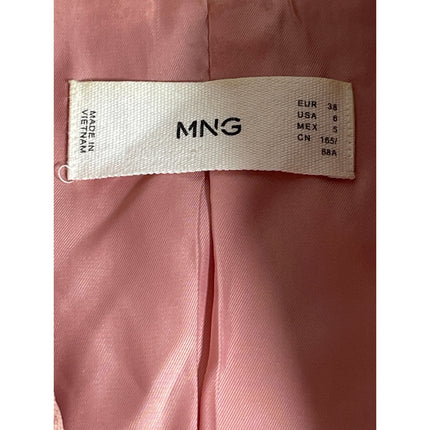 MNG Mango Women's Pink Double Breasted Peak Lapel Blazer Coat Jacket Size 6
