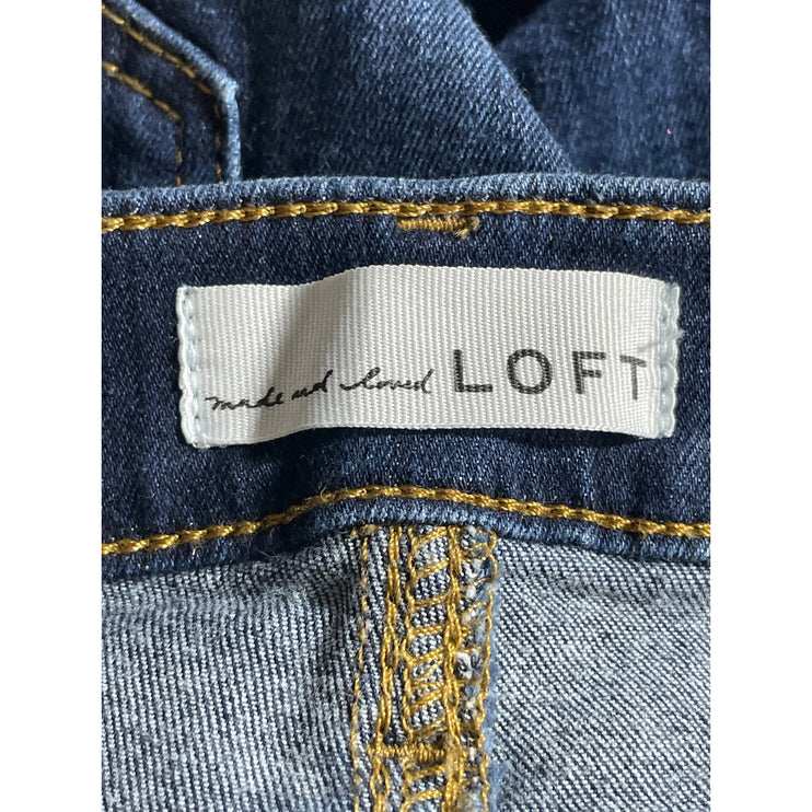 Ann Taylor LOFT Women's Blue Dark Wash Y2k Cropped Skinny Denim Jeans Size 6P
