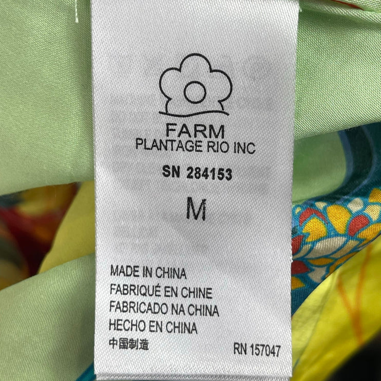 NEW Farm Rio Multicolor Floral Satin Sleeveless V Neck Mini Tie Wrap Dress Sz M