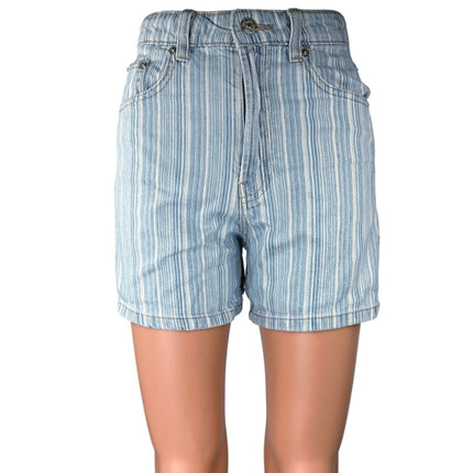 Zara Women's Blue Striped High Waisted Casual Mini Denim Jean Shorts Size 0