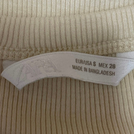 Zara Women's Light Yellow Ribbed Knit Scoop Neck Sculpt Cami Tank Top Size S