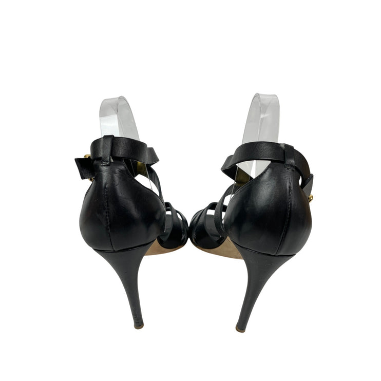 Rupert Sanderson Misty Women's Black Open Toe Stiletto Heels Strappy Sandals 7.5
