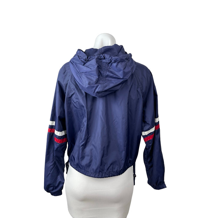 Heart & Hips Women's Navy Blue Hooded Long Sleeve Full Zip Windbreaker Jacket M