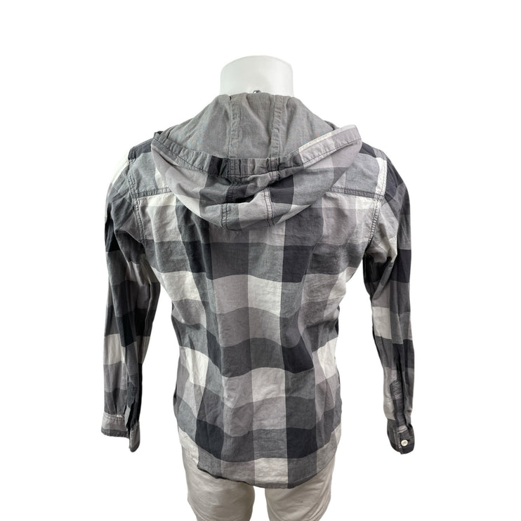 Mossimo Men's Black Long Sleeve Hooded Hoodie Button Down Pocket Shirt Top Sz M