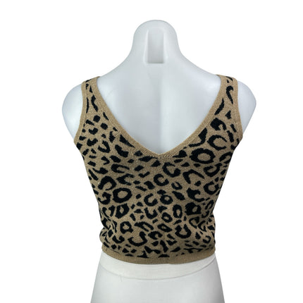 Abercrombie & Fitch Beige Black Leopard Sleeveless V Neck Sweater Tank Top Sz M