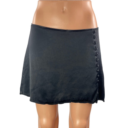 Zara Women's Black Button Low Waist Y2k A Line Mini Skort Skirt Shorts Size L