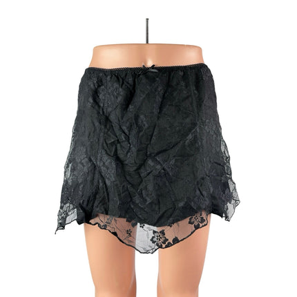 Urban Outfitters Women's Black Floral Lace Sheer Mesh Mini Flare A-Line Skirt M