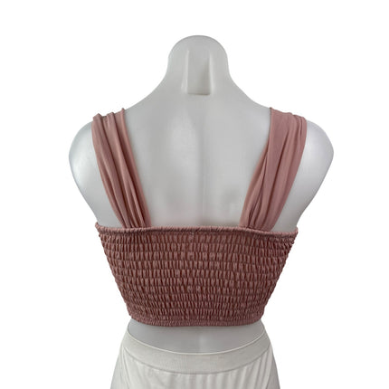 Womens Pink Floral Lace Ruffle Sleeveless Crop Cami Camisole Corset Tank Top S/M