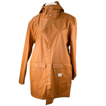 Herschel Women's Brown Long Sleeve Button Down Hooded Rain Coat Jacket Size XXL