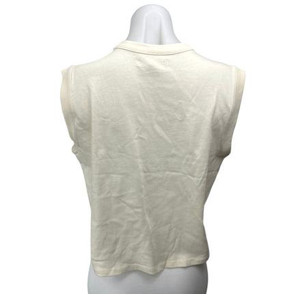 Madewell Cream Knit Ocean Beach Surf Graphic Print Muscle Tank Tee Top Size S