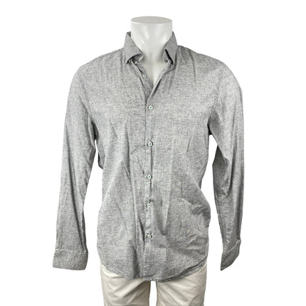 Denim & Flower Men's Gray Collared Long Sleeve Office Button Down Shirt Top Sz L